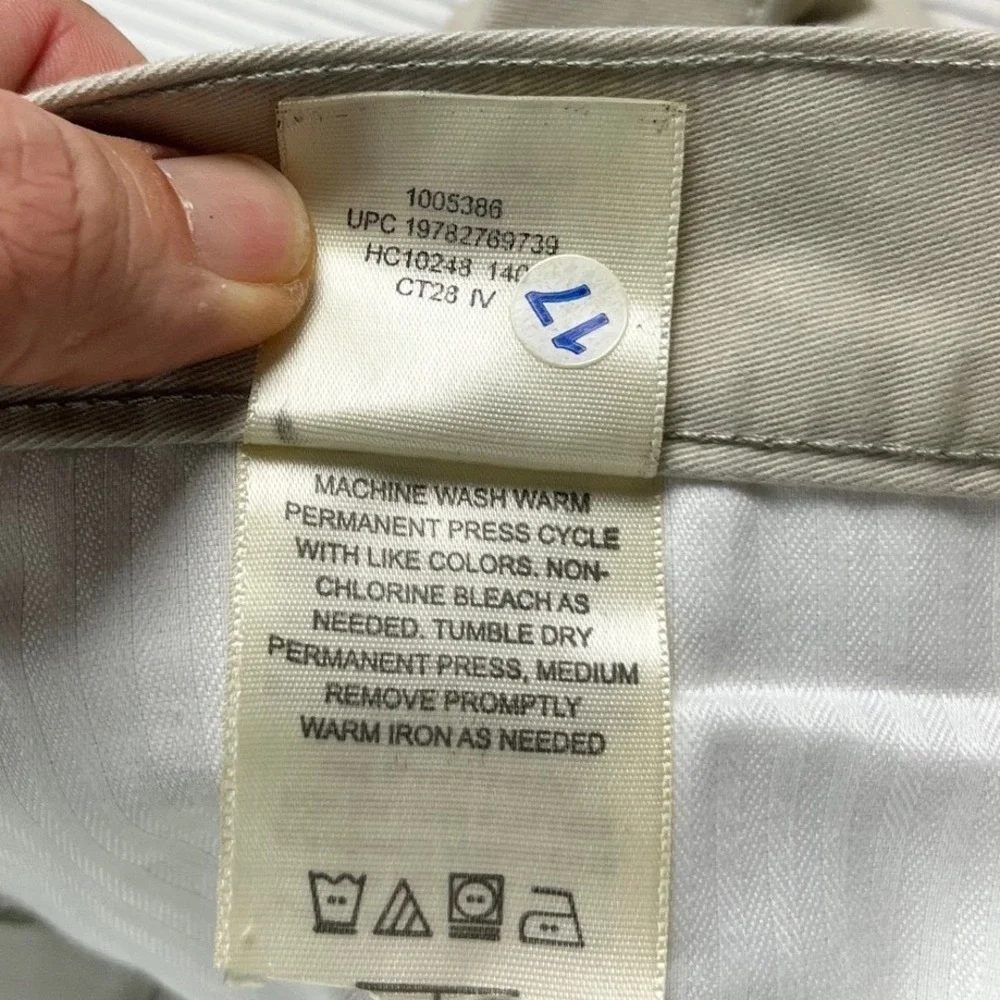 Haggar Mens Khaki Pleated Chino Pants 42x29 Relaxed Fit Cotton Trousers New‎